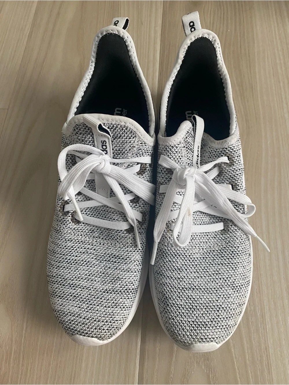 adidas White and Gray Knit Running Sneakers